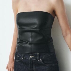 Zara Black Leather Tube Top